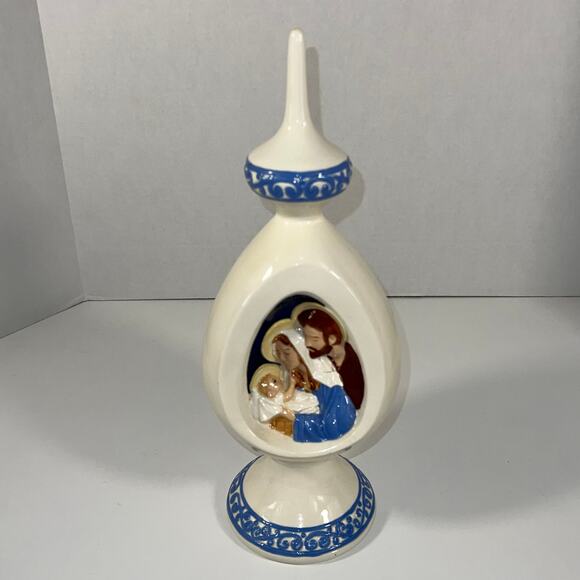 VTG Byron Mold 1977 Christmas Hand Painted Ceramic Nativity Christmas Topper - Picture 1 of 7